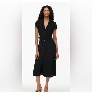 Aritzia Black Button-Down Midi Dress